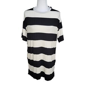 TopShop Black and White Striped Tee-Shirt Mini Dress, Women's 6, NWT